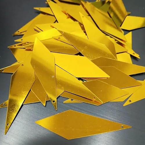 260 Stück 15 x 50 mm große, rautenförmige, lose große Pailletten zum Basteln mit 1 Loch zum Nähen, DIY-Kleidungsstück, Ornamentzubehör, Gold/Silber-Gold 260 Stück 15 x 50 mm große, rautenförmige, lose große Pailletten zum Basteln mit 1 Loch zum Nähen, DIY-Kleidungsstück, Ornamentzubehör, Gold/Silber-Gold von OXFYY