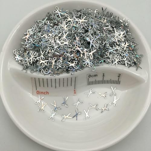 30 g/Los 7 mm Schere Lose Pailletten Glitzer Pailletten für DIY Nagel Handwerk, Basteln, Hochzeitsdekoration Konfetti - Silber - 30 g von OXFYY