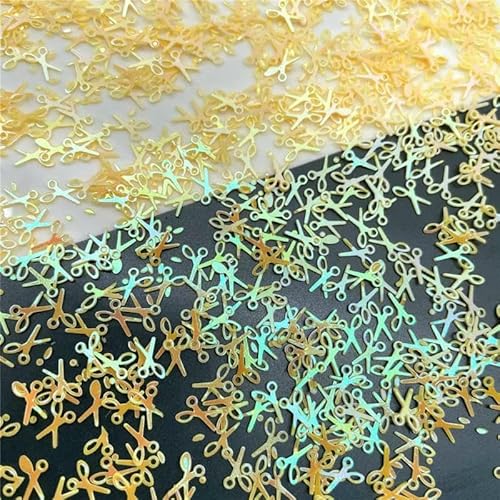 30 g/Los 7 mm Schere Lose Pailletten Glitzer Pailletten für DIY Nagelkunst, Basteln, Hochzeitsdekoration Konfetti -AB Gelb-30 g von OXFYY