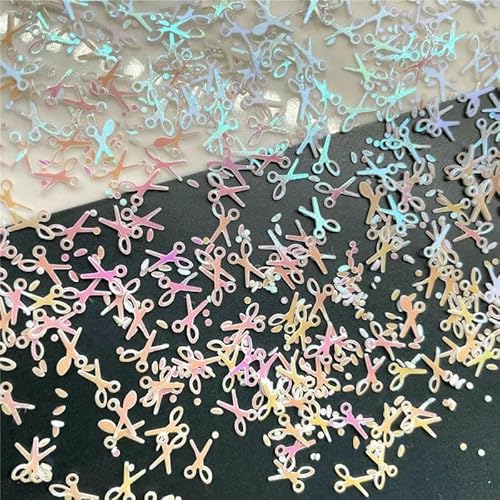 30 g/Los 7 mm Schere Lose Pailletten Glitzer Pailletten für DIY Nagelkunst, Basteln, Hochzeitsdekoration Konfetti -AB Weiß-30 g von OXFYY