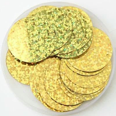 30 mm Pailletten zum Basteln, große runde Pailletten mit 1 Seitenloch, DIY-Nähzubehör, Gold, 30 mm, 10 g, 40 Stück 30 mm Pailletten zum Basteln, große runde Pailletten mit 1 Seitenloch, DIY-Nähzubehör, Gold, 30 mm, 10 g, 40 Stück von OXFYY