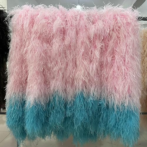 50/80 cm gefärbte Straußenfedern in verschiedenen Farben, Boa zum Nähen von Brautkleidern, Federschals, Schals, Deko-Accessoires, Rosa/Blau, 80 cm, 20-lagig 50/80 cm gefärbte Straußenfedern in verschiedenen Farben, Boa zum Nähen von Brautkleidern, Federschals, Schals, Deko-Accessoires, Rosa/Blau, 80 cm, 20-lagig von OXFYY