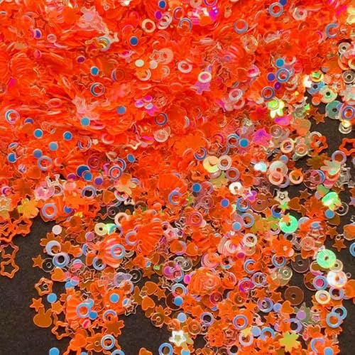 Mix Star Heart Shell Shaped Sequin Glitter Bunte lose Pailletten für Shaker Card NailArt Scrapbook Dekoration Makeup Konfetti-Orange-10g von OXFYY