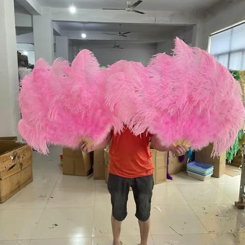 Weiße, faltbare Fächer aus Straußenfedern für Hochzeitsauftritte, Partys, Bühnenshow-Requisiten, farbiges Kunsthandwerk, Fächer aus Straußenfedern, Pink, großer Fächer, 1 Stück Weiße, faltbare Fächer aus Straußenfedern für Hochzeitsauftritte, Partys, Bühnenshow-Requisiten, farbiges Kunsthandwerk, Fächer aus Straußenfedern, Pink, großer Fächer, 1 Stück von OXFYY