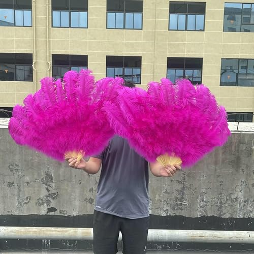 Weiße, faltbare Fächer aus Straußenfedern für Hochzeitsauftritte, Partys, Bühnenshows, Requisiten, farbiges Kunsthandwerk, Fächer aus Straußenfedern, rosa, großer Fächer, 1 Stück Weiße, faltbare Fächer aus Straußenfedern für Hochzeitsauftritte, Partys, Bühnenshows, Requisiten, farbiges Kunsthandwerk, Fächer aus Straußenfedern, rosa, großer Fächer, 1 Stück von OXFYY