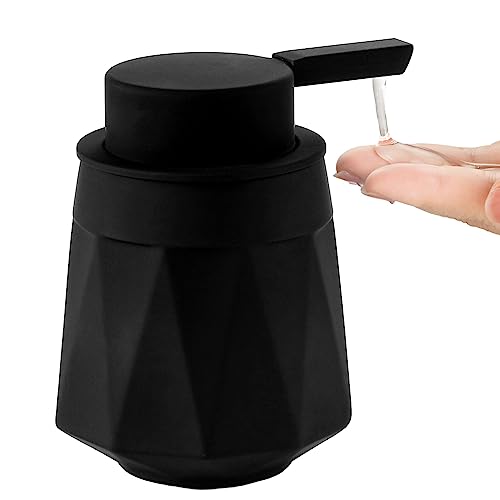 Handseifenspender, 340 ml, Keramik-Seifenspender mit Abnehmbarer Pumpe, schwarzes Diamantmuster, Lotion, Handflüssigkeitsspender für Küche, Badezimmer (Gummifarbe) von OXIIXO