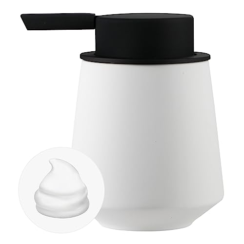 Schäumender Seifenspender, 350 ml, Keramik-Handseifenspender für Badezimmer, weißer Kleiner Flüssigseifenspender (Gummifarbe) von OXIIXO