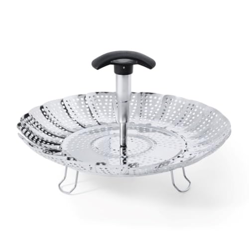 OXO Good Grips Edelstahl-Dämpfeinsatz mit ausziehbarem Griff – zum Dünsten von Gemüse und mehr, Silber von OXO