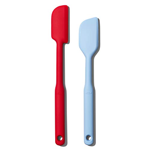 OXO 11299800 Piece Silicone Spatula Good Grips 2-teiliges Teigschaber-Set aus Silikon, Rot von OXO