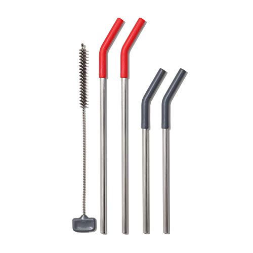 OXO Good Grips 5 Piece Reusable Straw Set - Red/Gray von OXO