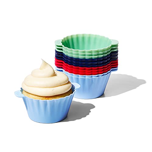 OXO Good Grips Silikon-Backförmchen, wiederverwendbar, BPA-frei, spülmaschinenfest, antihaftbeschichtet, lebensmittelecht, für Cupcakes und Muffins, 12 Stück von OXO