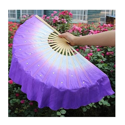 Fan 1 Stück 30 cm + 10 cm lange chinesische Bauchtanz-Shorts (Farbe: Seeblau, Größe: links/rechts) Dekoration(Purple) von OXOAMP