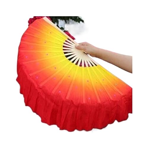 Fan Handfächer, Faltfächer, 2 Stück, chinesischer kurzer Fächer for Bauchtanz, 30 cm Bambus + 10 cm Halbkreis-Seidenschleier, Paare Yangko-Tanz Dekoration Fan Handfächer, Faltfächer, 2 Stück, chinesischer kurzer Fächer for Bauchtanz, 30 cm Bambus + 10 cm Halbkreis-Seidenschleier, Paare Yangko-Tanz Dekoration von OXOAMP