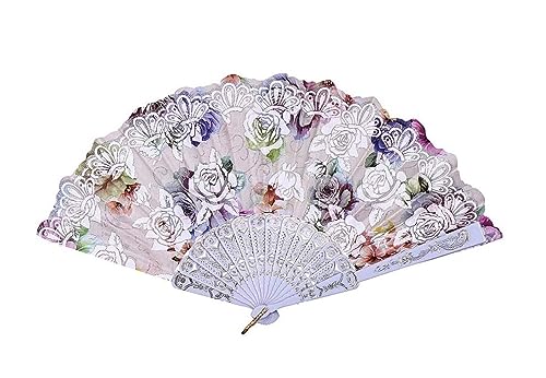 Fan Handfächer Faltfächer Muster Handfächer Seidenbambus faltbar Handgefaltet for kirchliche Hochzeitstanzparty Dekoration von OXOAMP