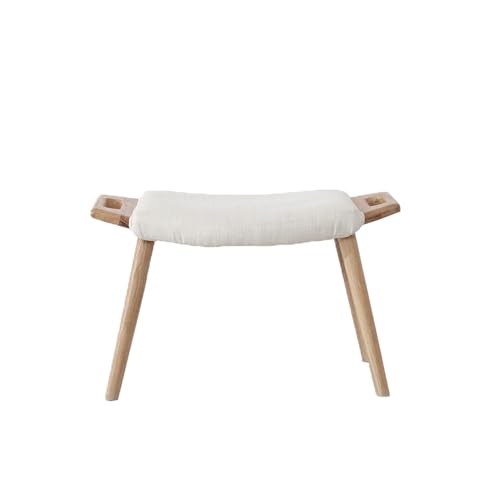 OXOAMP Fußbank Holzstuhl Fußhocker Bank Sackleinen Sofahocker Eingang Schuhwechselhocker for Zuhause Wohnzimmer, Schlafzimmer Kreativer Hocker Komfortabel(Beige) von OXOAMP