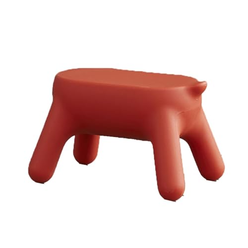 OXOAMP Fußbank Kreativer Kunststoffhocker, mobiler Sitzhocker, Fußhocker, moderner niedlicher Veranda-Schuhwechselhocker for Wohnzimmer, kreativer Hocker Komfortabel(Red) von OXOAMP