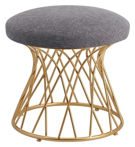 OXOAMP Fußbank Metallstütze, gepolsterter Fußhocker, Ottomane, Sitzhocker, Stuhl, Sofa, Hocker, Stoffbezug, Abnehmbarer Flanell-Look (Dunkelgrau) Komfortabel von OXOAMP