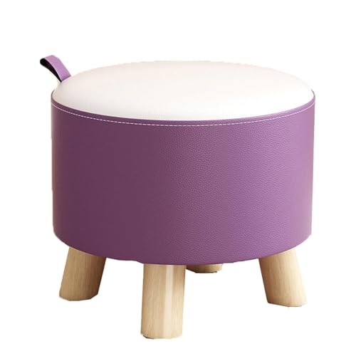 OXOAMP Fußbank Schuhwechselhocker for den Eingangsbereich, niedriger Hocker, Küchenfußstütze unter dem Schreibtisch, runder Leder-Tritthocker for kreativen Hocker Komfortabel(Purple) von OXOAMP