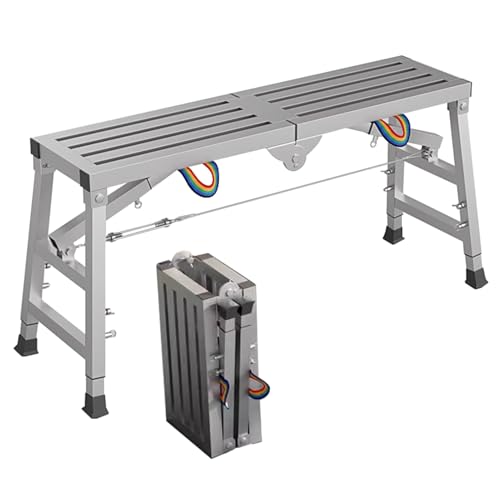 Klappbare Arbeitsplattform, Klappbare, verstellbare Gerüstplattform, verzinkter Stahl, 227 kg Tragkraft, silberfarben, mehrere Größen(47.24x11.81x35.43 in) von OXOLAMRIN