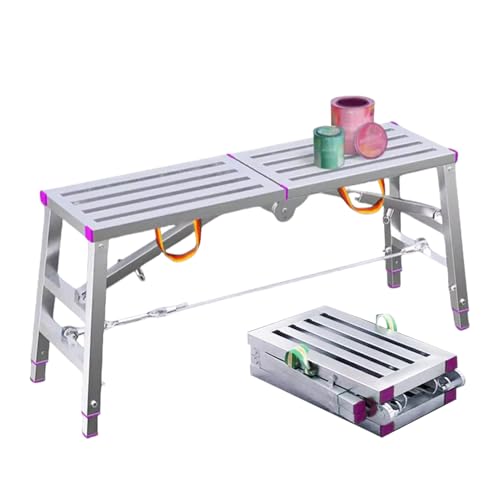 Klappbare Arbeitsplattform, Klappbare Gerüstplattform aus Stahl, höhenverstellbar, silberfarben, mehrere Größen(55.11x15.75x42.13in) von OXOLAMRIN