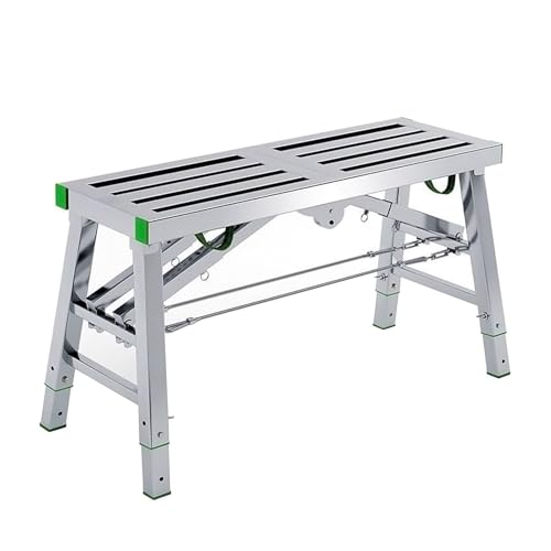 Klappbare Arbeitsplattform, Klappbarer, verstellbarer Gerüstleiterhocker aus Stahl, 15,85 Zoll breit, silberfarben, mehrere Größen(63x15.85x51.18in) von OXOLAMRIN