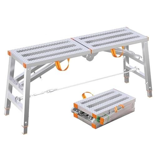 Klappbare Arbeitsplattform, Tragbare, zusammenklappbare, verstellbare Gerüstplattform aus Stahl, Silber, mehrere Größen, 800 Pfund Kapazität, 1 Packung(70.87x11.81x59.06in) von OXOLAMRIN