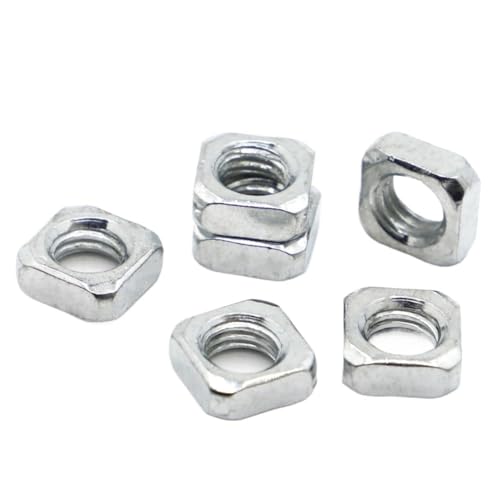 Vierkantmuttern, Gewindevierkantmuttern, Packung mit 5/10/50 Stück DIN557/GB39 Vierkantmuttern aus verzinktem Kohlenstoffstahl mit Gewinde in mehreren Größen(M3 50pcs) von OXOLAMRIN