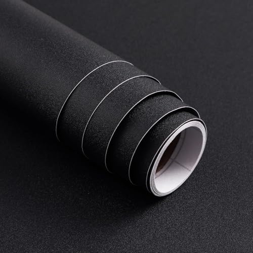 OXSHHGF Möbel-Klebefolie Schwarz Matt 40 cm x 2 m Möbelfolie Selbstklebende Deko-Folie für Küche, Tisch, Schrank, Fensterbank, Küchenfronten Schrankfolie Tischfolie Holzfolie schwarz von OXSHHGF