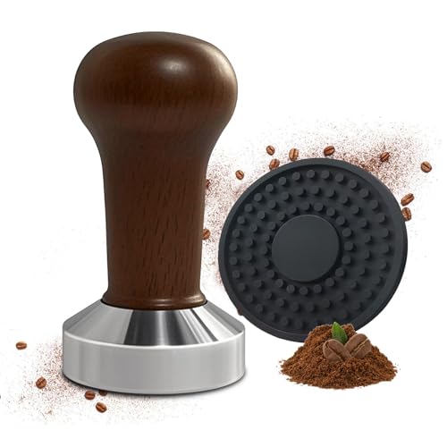 51mm Kaffee Tamper mit Holzgriff – Barista-Werkzeug für perfektes Espresso-Tamping, inkl. Silikonmatte, Barista-Zubehör für Espressomaschinen von OXTXO