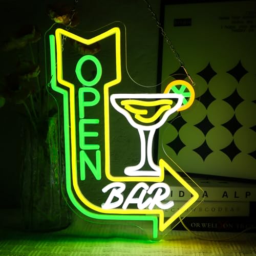 OYCGZV Bar Neon Open Schild Offen Led Neonschild Wand Cocktails Neon Sign USB Dimmbar Led Schild für Business Bier Bar Kaffee Cafe Club Pub Mann Höhle Party Stammkneipe Dekorationen von OYCGZV