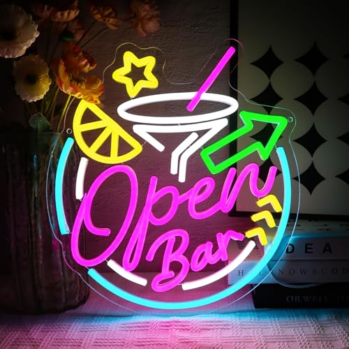 OYCGZV Bar Open Neon Schild Cocktails Led Neonschild Wand Offen Neon Sign USB Dimmbar Led Schild für Bier Bar Kaffee Cafe Club Pub Mann Höhle Party Business Stammkneipe Dekorationen von OYCGZV