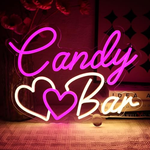 OYCGZV Candy Bar Neon Schild Süßigkeiten Led Neonschild Wand Süßer Riegel Neon Sign USB Led Schild für Wedding Deko Candybar Tisch Ornament Kaffee Restaurant Geburtstage Sonstige Events von OYCGZV