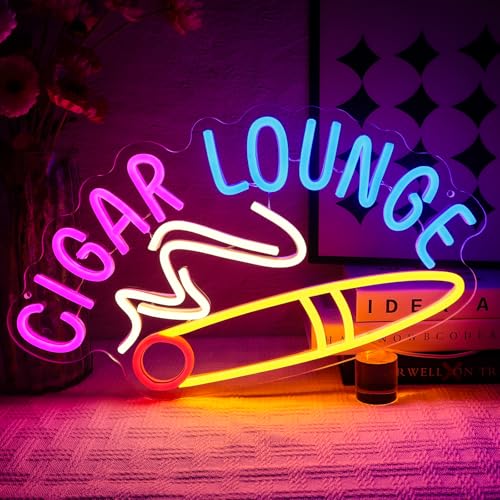 OYCGZV Cigar Lounge Neon Schild Zigarren Led Neonschild Wand Zigarette Neon Sign USB Led Schild für Rezeption Zimmer Rauchen Geschäfte Bar Man Cave Store Home Business Pub Party Dekor von OYCGZV
