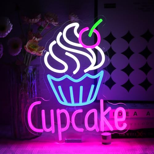 OYCGZV Cupcake Neon Schild Muffin Led Neonschild Wand Torte Neon Sign USB Dimmbar Led Schild für Bäckereien Schlafzimmer Home Küche Restaurant Kaffee Bäckerei Geschäft Bar Party Dekor von OYCGZV