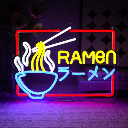 OYCGZV Ramen Neon Schild Bunts Led Neonschild Wand Japanisches Leuchtschilder Nudeln Led Schild für Ladenschildern Ramen-Laden Küche Wohn-Esszimmer Brunch Party Wandkunst Home Geschenke von OYCGZV
