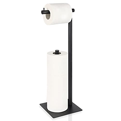 Toilettenpapierhalter Ständer Toilettenpapierrollenhalter Ständer Freistehend Schwarz Toilettenpapierhalter für Badezimmer Toilettenpapier Aufbewahrung Halter Metall von OYEAL