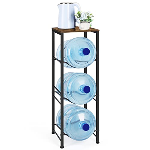 Wasserflaschenhalter, Wasserkühler, Krugregal, 3 Ebenen, Wasserflaschen-Organizer mit Aufbewahrungsregalen für Küche, Wohnzimmer, Büro, rustikales Braun von OYEAL