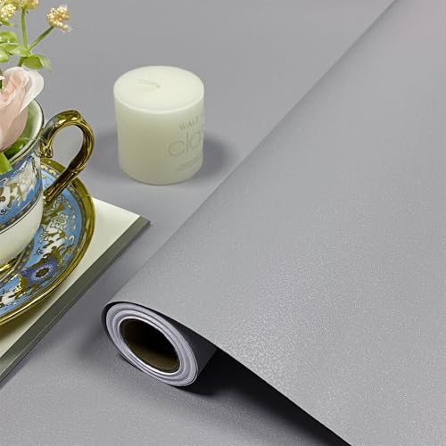 OYEWALLS Klebefolie Selbstklebende Tapete Hellgrau Matt, Wasserdicht Möbelfolie Küchenschrank Tischplatten Wand Vinyl Folie für Möbel Schutzfolie 0.4W x 3L m von OYEWALLS
