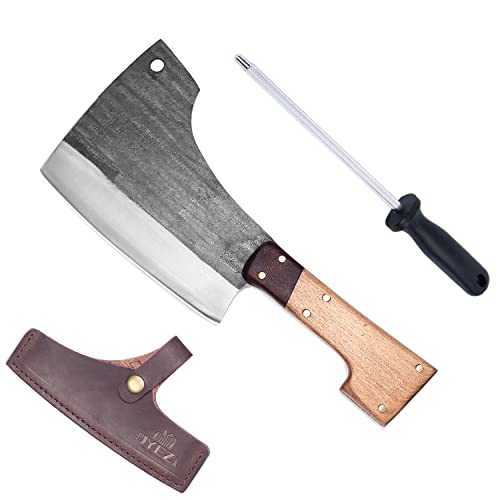 OYEZI Metzgermesser Handgemachtes Hackmesser Serbisch geschmiedetes Messer Axt, axtförmiges Messer, Knochenhackmesser Küchenmesser mit Scheide… von OYEZI