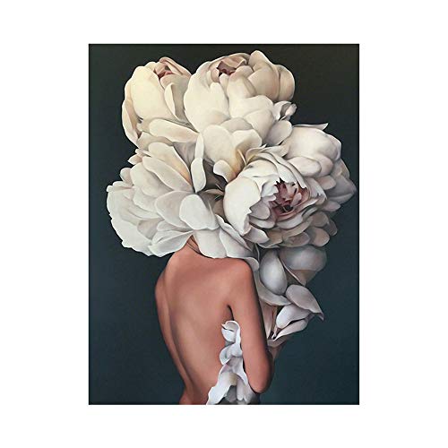 OYFFL Flower Woman Head Nordic Abstract Wall Art Print Painting Canvas Poster Modern Decorative Picture Living Room Decoration (21 * 30cm Kein Rahmen,A) von OYFFL