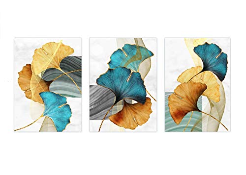 Orange Palm Ginkgo Blatt Pflanze Buchstaben Wandkunst Leinwand Malerei Nordic Wohnzimmer Dekoration Bild Poster Moderne Wohnkultur (50 * 70cm Ungerahmt,Set of A+B+C) von OYFFL