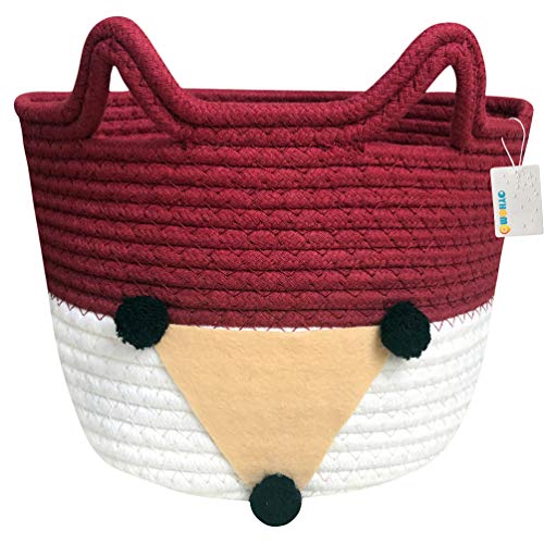 OYHOMO Aufbewahrungskorb Faltbare Baumwoll Seil Korb Fuchs Aufbewahrungsbox Klein Container Organizer für Baby Spielzeug, Kinderzimmer, Büro, Home Decor von OYHOMO