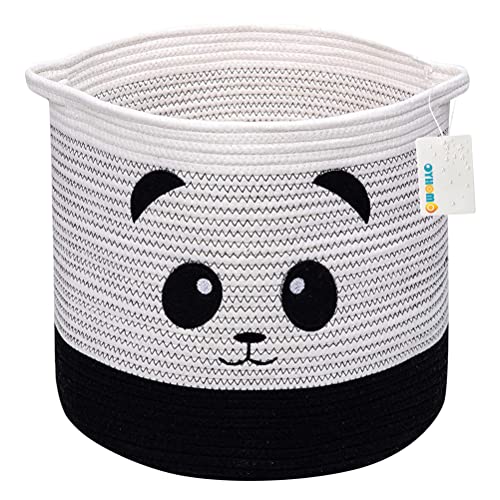 OYHOMO Baumwollseil Aufbewahrungskorb Baby Spielzeugkorb Geflochten Faltbare Wäschekorb Tier Dekorativer Korb für Kinderzimmer - Panda von OYHOMO