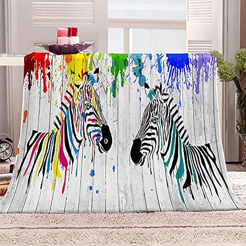 Farbe Zebra Kuscheldecke 3D Tier Brett Flanelldecke 130x150cm Drucken Wohndecke Warm Flauschige Decke Sofadecke Couchdecke für Erwachsene Kinder von OYIFTJ