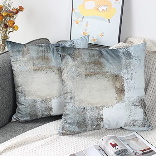 OYIMUA Deko Kissenbezug 45 x 45 2er Set Braun Grau Kissenhülle Landhausstil Samtkissen für Couch Dekokissen Kuschelkissen Wohnzimmer Schlafzimmer Kissenbezüge Garten Outdoor Sofakissen Couchkissen von OYIMUA