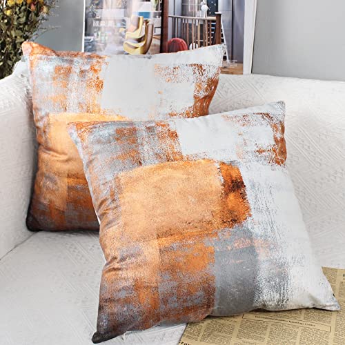 OYIMUA Deko Kissenbezug 45x45 2er Set Samt Kissenbezüge Orange Couch Landhausstil Kissenhülle Aesthetic Dekokissen Kuschelkissen Quadratisch Sofakissen Couchkissen Outdoor Kissen Zierkissen von OYIMUA