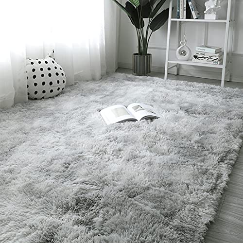 OYIMUA Hochflor Teppich 120×160 cm Grau Weiss, Moderner Flauschig Teppich Wohnzimmer Kinderzimmer Deko Schlafzimmer Flur Läufer Outdoor Teppich Fellteppich Kunstfell Shaggy Einfarbig Bettvorleger von OYIMUA