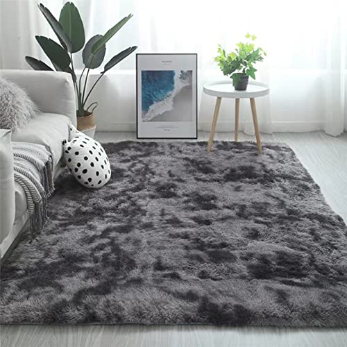 OYIMUA Hochflor Teppich 120x160 cm Anthrazit, Moderner Flauschig Teppich Wohnzimmer Kinderzimmer Deko Schlafzimmer Flur Läufer Outdoor Teppich Fellteppich Kunstfell Shaggy Einfarbig Bettvorleger von OYIMUA