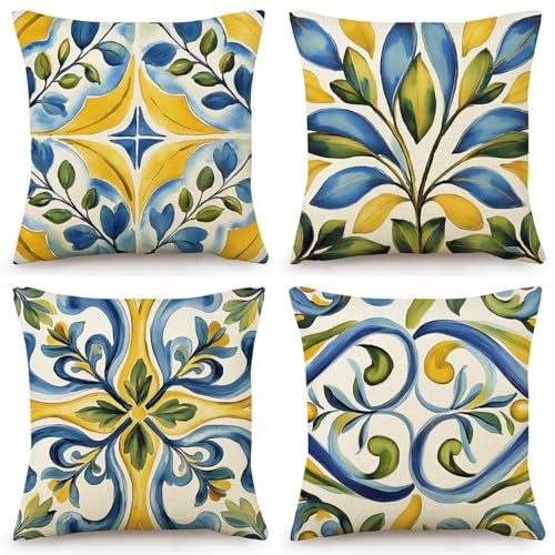 OYIMUA Leinen Kissenbezug 40 x 40 Gelb 4er Set Quadratisch Sofakissen Boho Dekokissen Outdoor Kissen OYIMUA Leinen Kissenbezug 40 x 40 Gelb 4er Set Quadratisch Sofakissen Boho Dekokissen Outdoor Kissen von OYIMUA