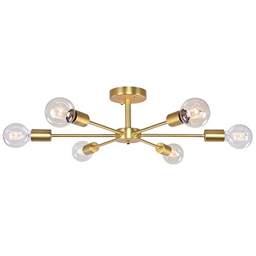 OYIPRO Modern Deckenleuchte 6-Flammig Deckenlampe Kronleuchter E27 Lampenfassung Metall für Wohnzimmer Schlafzimmer Esszimmer Balkon Restaurant Shop Bar von OYIPRO